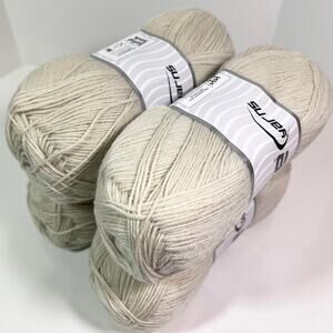 Lot of 4 Skeins of Ice Yarns Solid Sock Yarn, Ecru